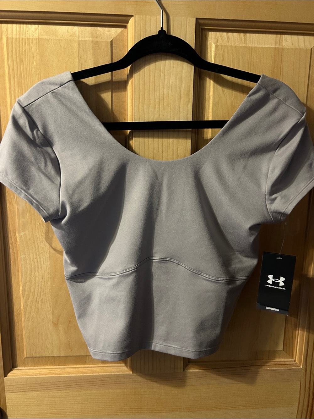 Under Armour Lilac-Gray Scoop Crop Performance Top